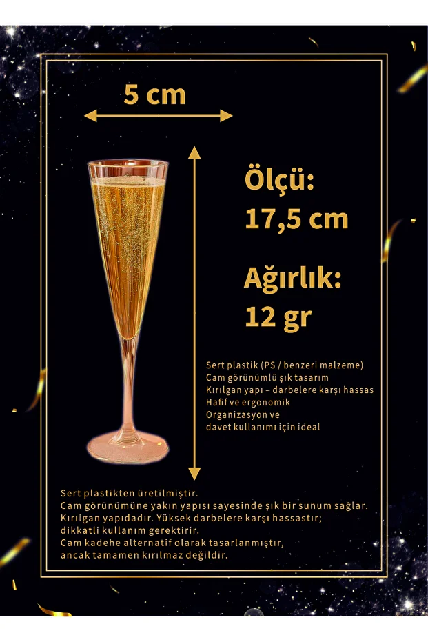 Doğum Günü Parti Kokteyl Bride Yılbaşı 6'lı Kadeh Sert Plastik Kristal Şampanya Bardağı Doğum Günü Parti Kokteyl Bride Yılbaşı 6'lı Kadeh Sert Plastik Kristal Şampanya Bardağı